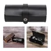 Titta på Boxes Leather Travel Case for Portable Jewelry Storage Roll Organizer (Black)