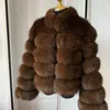 Mulheres pele falsa luxo real casaco inverno quente jaqueta natural com suporte pescoço design moda guaxinim 231010