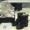 Diseñador Marmont Botas cortas Moda para mujer Borla Botines Tacones altos atractivos Otoño Botas de lujo cálidas Botas de tobillo decorativas con estampado bordado