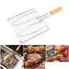 Bbq Tools Accessories Portable Stainless Steel Non-Stick Grilling Basket Barbecue Tool Grill Mesh Net For Vegetable Steak Picnic D Oti0T