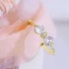 Klusterringar damer ring båge 14k guldpläterad mikroinställning strass hjärtkristall petite öppen fransk design unika kvinnliga tillbehör