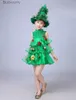 Traje temático Mujeres Niñas Niños Niños Árbol de Navidad Verde Venir Traje Cosplay Accesorios Sombrero Elfo Fancy DressesL231010