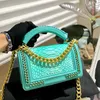 Designer Donna Le Python Modello Borsa a tracolla per ragazzo Francia Marchio di lusso C Manico in pelle di serpente Borse a tracolla Lady Borsa a tracolla con tracolla a catena con patta 20 cm