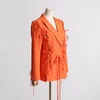 Ternos femininos superaen outono 2023 gravata borboleta cintura terno jaqueta mulheres escritório senhora estilo laranja blazers e jaquetas