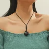 Collares colgantes Reiki Curación Cristal natural Cuarzo Obsidiana Hexagrama Péndulo Piedras de poder Collar de encanto para mujeres Hombre Joyería