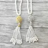 Pendant Necklaces 1Pcs Hollow out zircon charm Pendant CZ Micro pave Shell Pearl Beads tassels Women Fashion Jewelry Necklace MK51341T