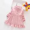 Girl Dresses 2023 Cute Girls Ruffle Dress Little Sweetheart Printed Cotton Long Sleeve Princess Party Toddler Kids Clothes