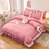 Beddengoed sets 4 stks paar bed quilt set laken linetheet beddo sprei queen size dekbedden bedekken linagentjes dekbed met kussenscases luxe roze 231010