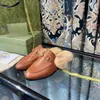 7A Designer-Damenhausschuhe mit Fell, flauschige Schuhe, modische Metallschnalle, echtes Leder, Musterdruck, lässige Sandalen, Mokassins, halbe Hausschuhe aus Wolle, Größe 35–42