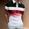Polos pour hommes 2023 vêtements Polo chemise rue mode imprimé décontracté à manches courtes T-shirt revers fermeture éclair balle haut été