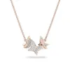 Swarovskis Collier Designer Bijoux Qualité Originale Romantique Plein Diamant Papillon Or Rose Pendentif Collier Avec Des Éléments Pour Les Femmes