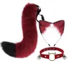 Europe et états-unis Cosplay à la main Simulation oreilles de renard en peluche bandeau de cheveux queue de renard ensemble Plus personnalité collier Punk 3 pièces/ensemble