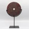 Fortune Stone Disc with Base, Fortune Stone Carving, Table Accessory, Home Decoration