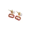 Valentian Nu Boucle D'oreille Designer Bijoux Qualité Originale V Lettre Rouge Strass Boucles D'oreilles Petit Design Haute Qualité Simple Boucles D'oreilles Et Boucles D'oreilles Pour Les Femmes