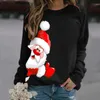 Kadın Hoodies Sweatshirts Kadın Sweatshirt Noel Baba baskılı hoodies uzun kollu toplu pullover Noel büyük boy tişörtler sokak gevşek sweaterl231011