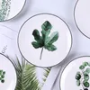 Borden Keramiek 8 Inch Plaat Plant Grote Ronde Groen Zwarte Lijn El Porselein Westerse Salade Schotel Thuis Keukenbenodigdheden Servies