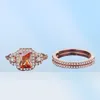 Cluster Rings 2021 Luxury Rose Gold Color Princess Wedding Ring Set For Women Lady Anniversary Gift Jewelry Bague Femme Homme Anel1869552