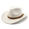 Sombreros Fedora de ante para mujeres y hombres, sombrero de vaquero occidental de lana, Otoño Invierno, Jazz, iglesia, gorra de viaje al aire libre