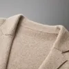 メンズセーター100メリノウールスーツカラーニットカーディガン秋の冬の肥厚したソリッドカラーシャツカシミアジャケットセーター231010