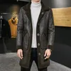Men's Leather Faux Reversible Fur Shearling Imitation deerskin Long Coat Jacket Man Outerwear Trench Winter fur parka 231010
