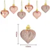 Figuritas decorativas, 48 Uds., adornos en forma de corazón para el Día de San Valentín de oro rosa, adornos colgantes para árboles del hogar