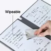 Notepads أنيقة قابلة لإعادة الاستخدام من الجلد المخطط A5 مع القلم الأبيض محو القماش لوحة Notebook PAD 231011