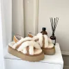 Furry Slippers Sandals Women's Outdoor Platform Increased Cross Wool Warm Winter Snow Boots Home Casual Fashion Cotton Shoes