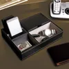 Schmuckbeutel Taschen PU Leder Uhr Schutzbox Fall Ring Display Ablage Desktop Halter Organizer für Frauen Männer J55255C