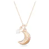 Swarovskis Necklace Designer Jewels Original Quality Luna Moon Pearl Necklace For Women Using Element Crystal Shining Light Collar Chain For Women