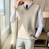 Men's Vests 2023 Autumn Pattern Men's Sweater Vest Retro V-neck Sleeveless Knit Vest Woolen Korean Clothes Student Sweaters S-3XL 231010