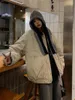 Kvinnors jackor kausal vinter bomullsjacka kappa tjocka kvinnor bombplan vintage överdimensionerad ull preppy stil vindbrott dike