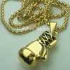 Collier chaîne avec pendentif gant de boxe en acier inoxydable pour femmes, or 18 carats GF, N216B250r