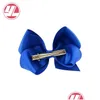 Hårtillbehör 4 tum solid Grosgrain Ribbon Hair Clip Handmade Bow Knot Boutique Accessoarer för flickor Fashion Headwear Baby, Kids DHBQP