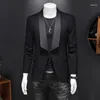 Plyesxale Wit Zwart Sjaalkraag Blazers Voor Mannen Hoge Kwaliteit Heren Party Terno Masculino 5XL Prom Blazer Hombre Q1342