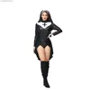 Tema traje sexy preto branco uniforme católico lingerie halloween vem para mulheres freira cosplay vêm mulheres t231011