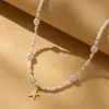 Naszyjniki wisiorek kreatywne gwiezdne gwiezdne koraliki ryżowe nieregularny imitacja Perl Naszyjnik dla kobiet mody dam biżuteria hurtowa