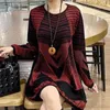 Women's Sweaters Casual Geometric Fashion Bright Silk Autumn Winter Long Sleeve Female Clothing Round Neck Korean Midi Knitted Jumpers