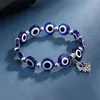 Bracelets porte-bonheur bleu mauvais œil Hamsa, bijoux pour femmes et hommes, mode noire, porte-bonheur Fatima Plam, perles extensibles, brins207I