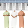 Ethnic Clothing Men Islamic Arabic Kaftan Robe Vintage Solid Color Zipper Short Sleeve Loose Jubba Thobe Abaya Dubai Middle East Muslim