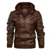 Men's Leather Veste en similicuir pour hommes printemps automne à capuche moto veste en polyuréthane hommes veste de vélo de haute qualité rétro décontracté hommes veste manteaux 231010