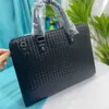 Handväska portfölj BVS Designer Bag Woven Sticking Knut Y med logotyp Tote Officiell dokument Bag Top Layer Cowhide broderade vävda Mens Business Handbag DPD1