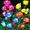 Gartendekorationen, 5 Köpfe, Solarleuchten, dekorative Rosenblumen-Rasenlampe für den Außenbereich, für Hof, Terrasse, Dekor 231011