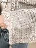Женские куртки CJFHJE Модная весенняя женская французская однобортная твидовая шерстяная куртка высокого качества с круглым вырезом и длинными рукавами с кисточками 231010