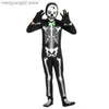 Tema Traje Halloween Crânio Esqueleto Crianças Bodysuit Nightglow Macacão Carnaval Masquerade Ball Party Cosplay Halloween Vem para Crianças T231011