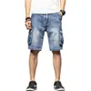 Shorts Jeans Men Summer Knee Length Hombre Denim Short Straight Male Cargo Stretched Mens Plus Size 42 44 46 48 Jean Men's3088