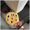 Portamonete per ragazze adorabili, modello di biscotti Kawaii, modello giallo marrone, in peluche, divertente, per monete, borsa per cuffie, borsa per chiavi con corda