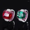 Cluster Rings 925 Sterling Silver 12 16mm Emerald Ruby High Carbon Diamond For Women Gemstone Wedding Party Fine Jewely