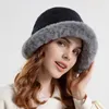 Wide Brim Hats Bucket Hats Winter Plus Velvet Fur Lamb Hair Female Bucket Hat Casual Wide Brim Warm Plush Pot Hat Fashion Plush Fleece Fisherman Hats 231010