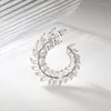 Brooches Small Cubic Zirconia Round Garland For Women In Gold Silver Color Plated Leaf Brooch Collar Accessories Gifts