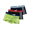 Traje de baño para hombres Pad de verano Sexy Hombres Lado Rayado Natación Troncos Nylon Seco rápido Bañador Traje de baño Masculino Deporte Surfing Beach Board Shorts